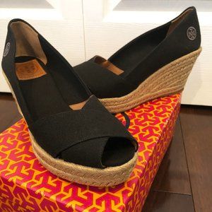 Tory Burch Black Espadrille Wedges NWT SIZE 9, NEW